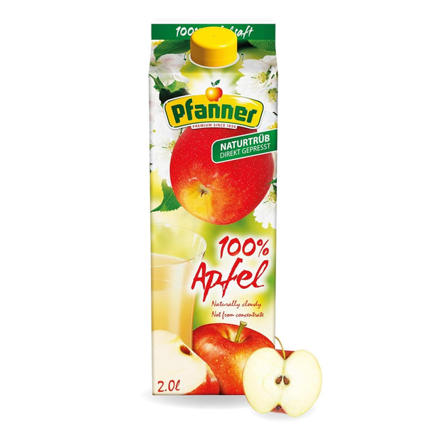 Pfanner 100% suc de mere tulbure natural (1 x 2 litri) - Mere presate direct - Suc de fructe fără adaos de zahăr Bauturi fara alcool Naty Shop 2 litri 100% mere