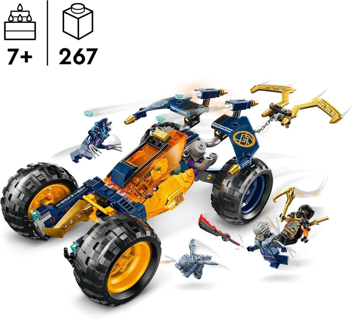 LEGO NINJAGO Arin's Ninja Off-Road Buggy, jucărie ninja cu mașină, dragon și 4 mini figurine, set de aventură cu model Buggy pentru copii, cadou de ziua de naștere pentru băieți și fete de la 7 ani 71811 Seturi de constructie Besuche den LEGO-Store