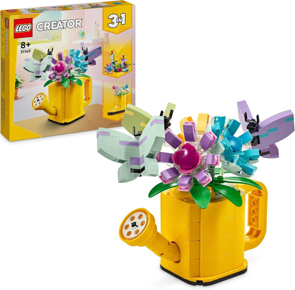 LEGO Creator 3In1 Set de stropitoare cu flori, decorare cameră copii, construiește o stropitoare cu buchet de flori, cizme de cauciuc sau 2 păsări de jucărie, cadou creativ pentru fete și băieți de la 8 ani 31149 Seturi de constructie Besuche den LEGO-Store Singur