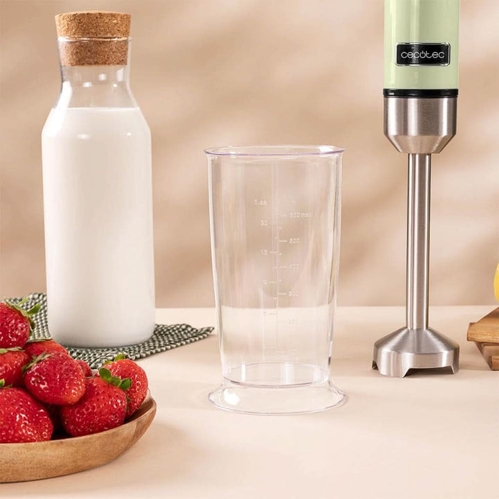 Cecotec Stabmixer Power Retrogreen 1200MAX Cream&Crush, Maximalleistung 1200 W, Crossblades-Technologie, 2 Geschwindigkeiten, Zubehörset Spülmaschinenfest, Spritzschutzhaube Bucatarie Naty Shop