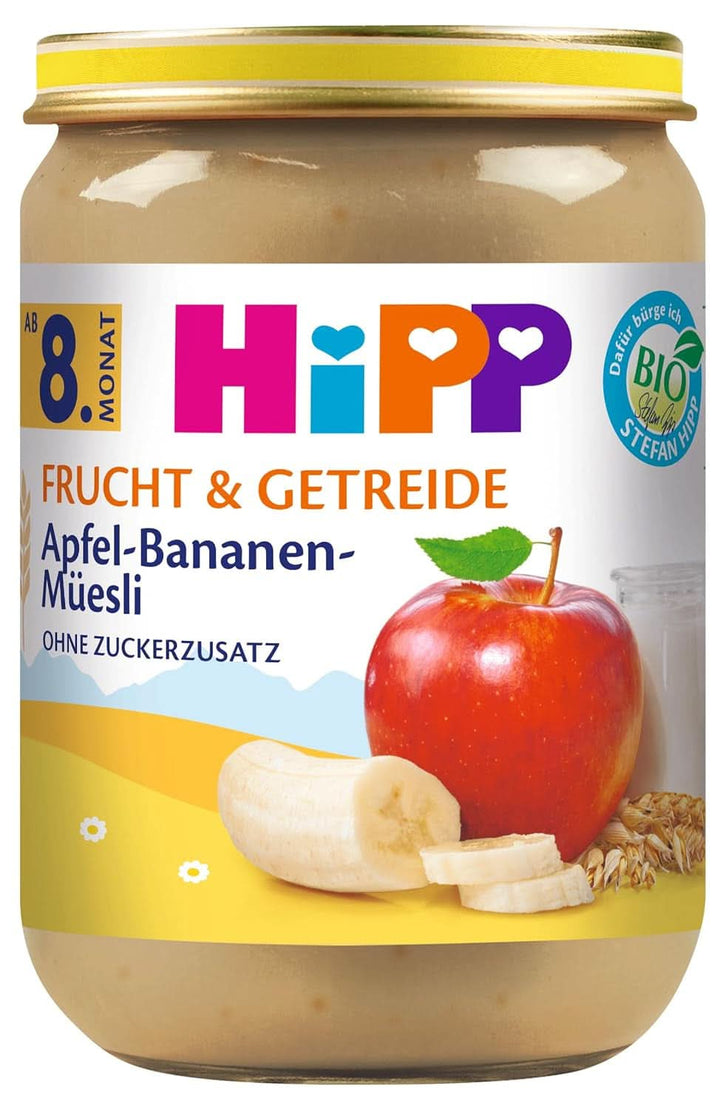 Hipp Pere-Banane cu biscuiți, pachet de 6 (6 X 190 grame) Mama si Copilul Naty Shop 6 x 190 grame Muesli mere-banană