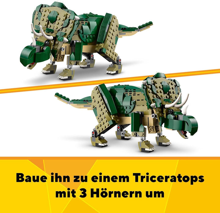 LEGO Creator T.Rex, Dino 3-in-1 pentru transformare în Triceratops sau Pterodactil, model de dinozaur mobil pentru copii, cadou pentru băieți și fete 31151 Seturi de constructie Besuche den LEGO-Store