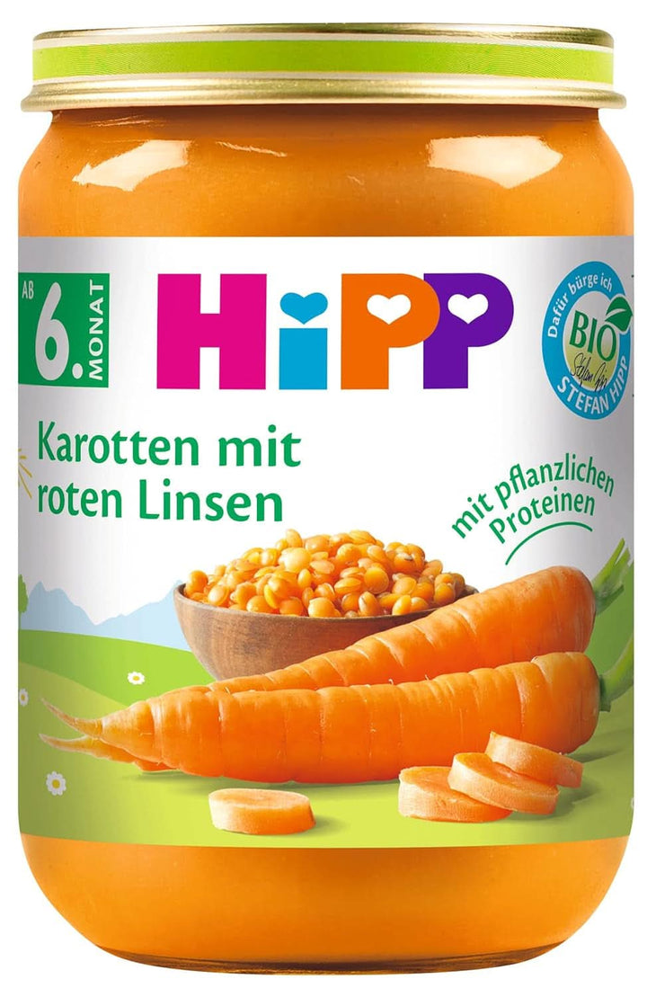 Hipp Organic Vegetables, piure din legume, pachet de 6 x 125 grame sau 6 x 190 grame Mama si Copilul Naty Shop 6 x 190 grame Cu linte roșie