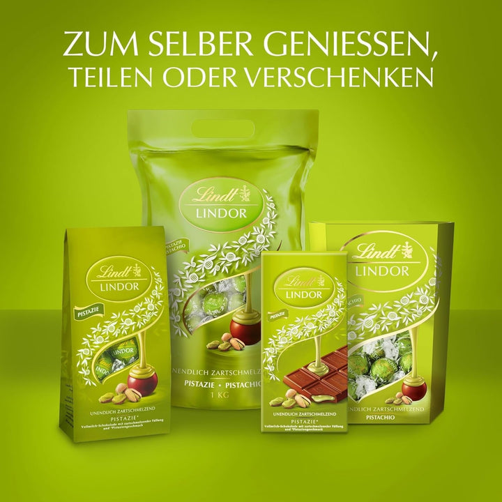 Lindt Chocolate LINDOR sfere cu umplutura de fistic, 500 grame Bomboane de Ciocolata Naty Shop