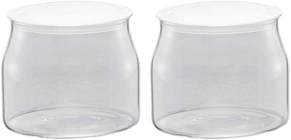 Borcan de schimb Rommelsbacher JG 1 pentru preparatorul de iaurt și cremă de brânză JG 80-1,2 litri, cu capac (pachet de 2) Cutii depozitare alimente Naty Shop Transparent/alb 1 bucată (pachet de 2)