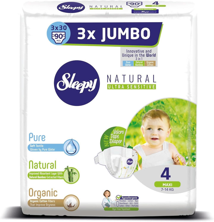 SOHO, Scutece pentru copii, fabricate din bumbac organic și extract de bambus, confort și senzatie de uscat Mama si Copilul Naty Shop 4 (90 buc)