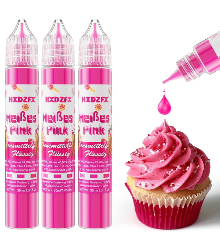 Colorant alimentar - Colorant alimentar lichid, Colorant alimentar foarte concentrat, Coloranți alimentari lichizi pentru copt, Decorare tort, Fursecuri, Macarons, Ouă de Paște, Aluat - 3 × 30ml (Roșu de Crăciun)