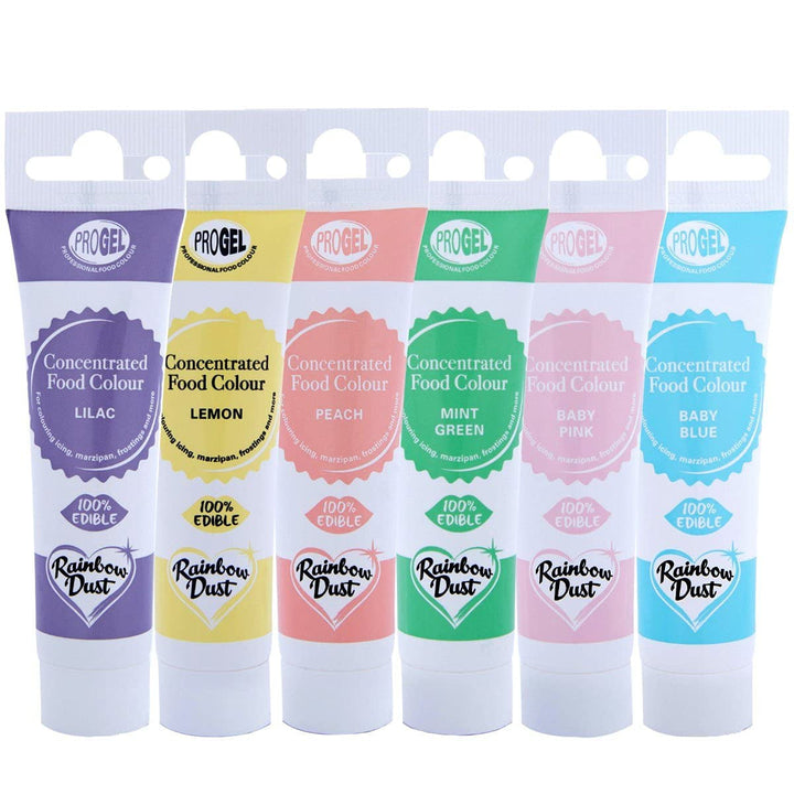Rainbow Dust Progel Multi Pack PASTEL 6 x 25 grame Coloranti Alimentari Naty Shop