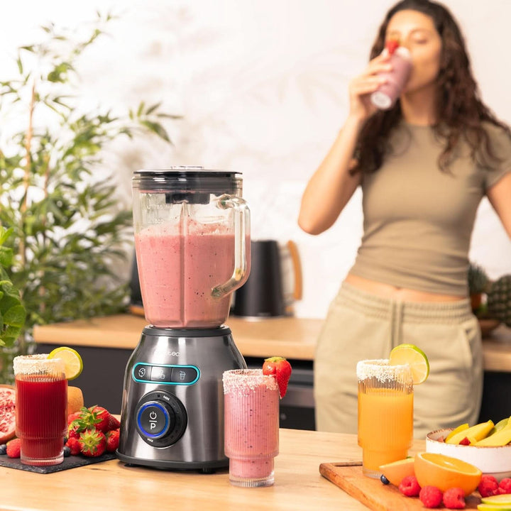 Cecotec Standmixer Power Black Titanium 2200MAX Smooth, 2200 W Maximale Leistung, 6 Klingen Aus Edelstahl, Ice-Crush-Funktion, Turbo- Und Smoothie-Funktion, Autoclean-Funktion Bucatarie Naty Shop