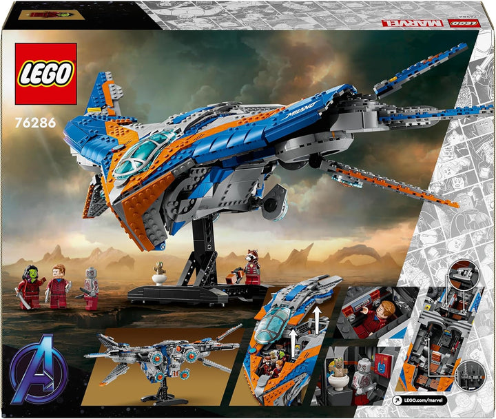 LEGO Marvel Guardians of the Galaxy: The Milano, model construibil de navă spațială cu 4 minifigurine de supereroi, Avengers Flyer pentru aventuri spațiale, cadou pentru băieți și fete 76286 Seturi de constructie Besuche den LEGO-Store