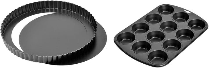 Kaiser Classic Tarteform Mit Hebeboden 28 Cm, Quicheform Antihaftbeschichtet & Inspiration Muffinform Blech Für 12 Muffins, Muffin Backblech 38 X 27 Cm, Beschichtet, Standardgröße Matrite si tavi pentru copt Naty Shop