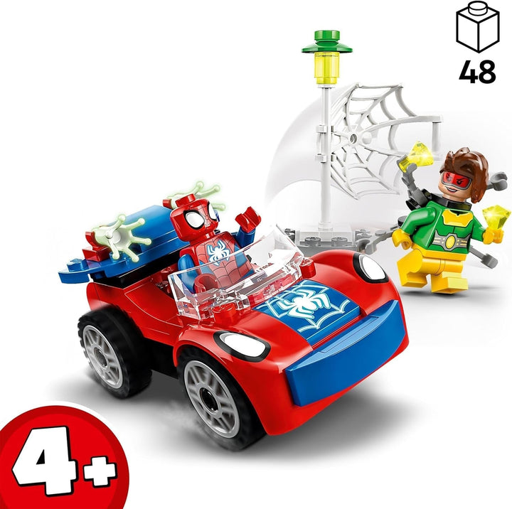 LEGO 10789 Marvel Spider-Man's Car And Doc Ock Set, Spidey And His Super Friends, Jucărie construibilă pentru băieți și fete de la 4 ani, cu piese care strălucesc în întuneric Seturi de constructie Besuche den LEGO-Store
