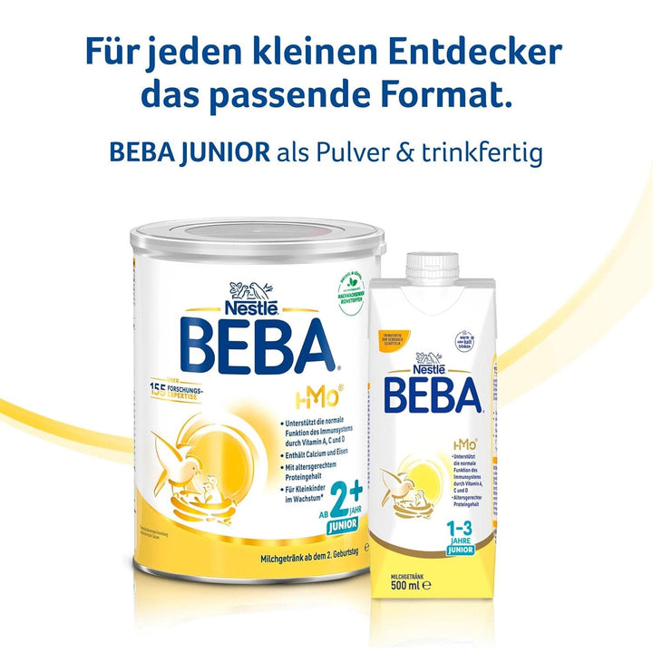 Nestle BEBA Junior 2+, de la a 2-a aniversare, mâncare pentru copii cu HMO 2'-FL, numai lactoză, fără ulei de palmier, pachet 3 (3 x 800 g) Mama si Copilul Naty Shop