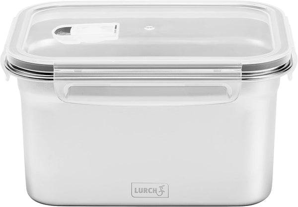 Lurch 240895 Cutie de prânz Cutie de siguranță/de depozitare din oțel inoxidabil de înaltă calitate cu capac din plastic fără BPA 2000ml, transparent Cutii depozitare alimente Naty Shop 2000ml