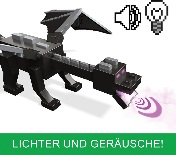 Mattel Minecraft Ender Dragon Action Figure Set, lumini, zgomot și ceață cu Steve și Enderman, True To Scale la aproximativ 8 cm înălțime Figuri HTN25 Action figures Naty Shop