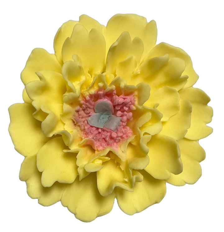 Decoratiune comestibila din zahar, Bujor galben Decoratiuni din Pasta de Zahar Nati Shop