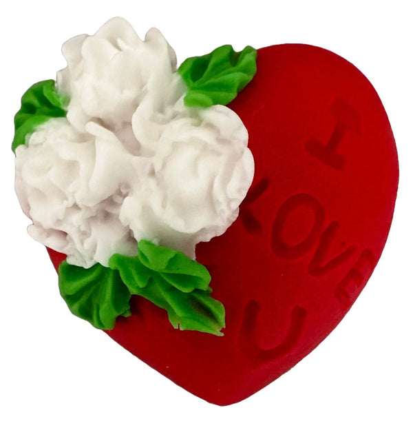 Decoratiune comestibila din zahar, Inima "I love you" Decoratiuni din Pasta de Zahar Nati Shop