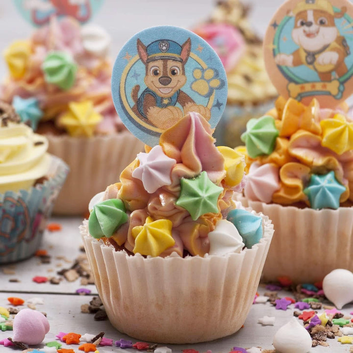Dekora, Dekorapin Decorațiuni de tort comestibile Paw Patrol, 20 de napolitane din hârtie comestibilă - 6.5 X 4 Cm Naty Shop