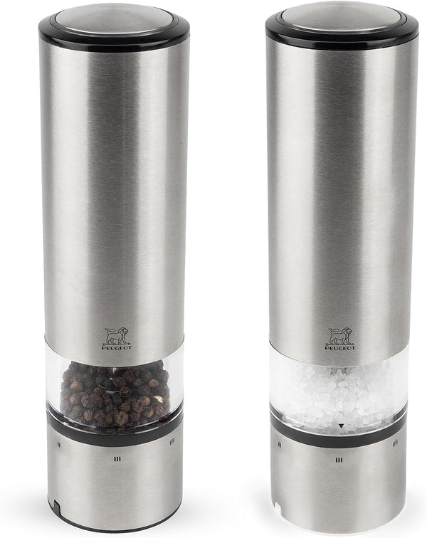 PEUGEOT Elis Sense set râșniță electrică piper/sare, înălțime: 20 cm, oțel inoxidabil, argintiu Rasnite si Feliatoare Naty Shop Pfeffer Salz Set