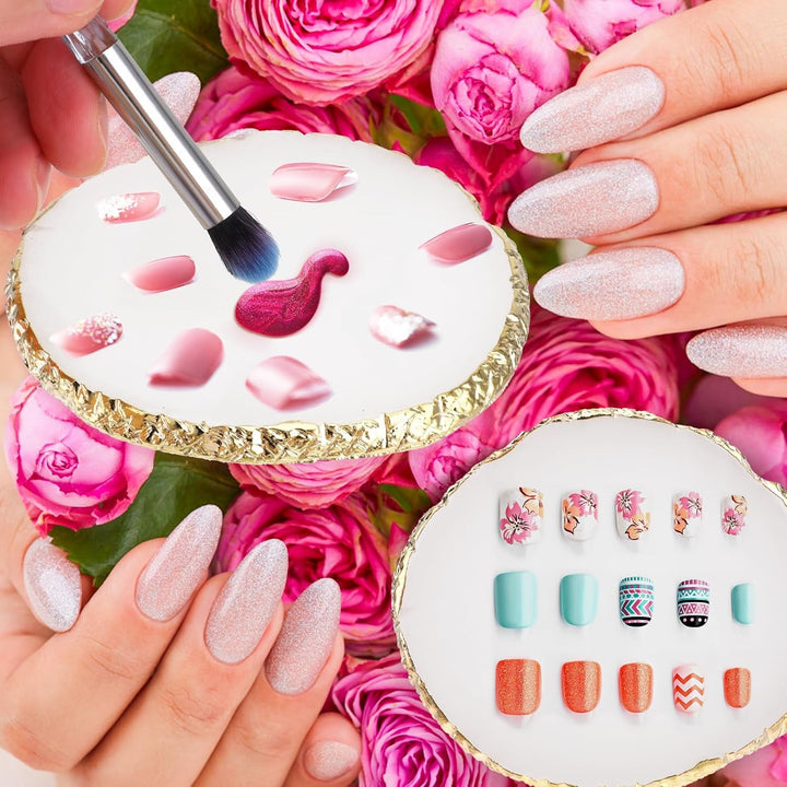 Maniküre Gemalt Palette Nail Art Palette Kunstharz Nagelkunst Nail Art Make up Paletten Nagelmalerei Display Fach Kosmetik Mischwerkzeuge (Weiß)
