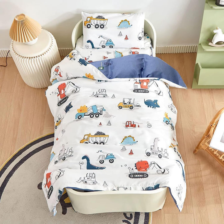 Lenjerie de pat pentru copii băieți cu diverse modele, 100% bumbac Lenjerie de pat - copii Naty Shop Dinozauri 100 X 135 cm