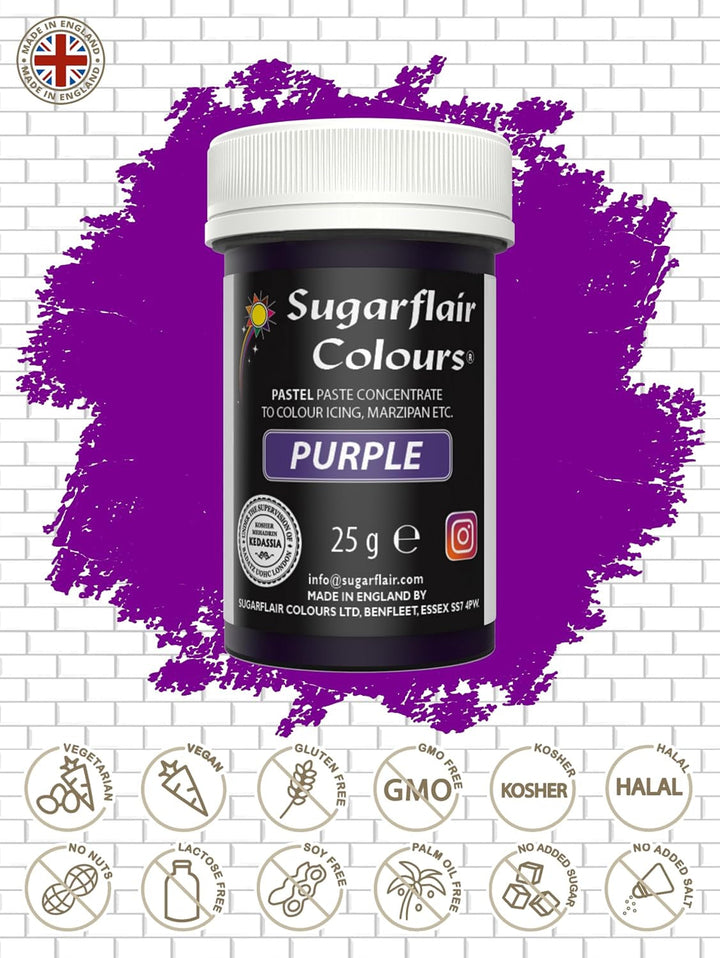 Sugarflair Lebensmittelfarbe Pasta Pastel Violet, Pasta Lebensmittel Farbe Für Fondant Und Marzipan, Spectral Concentrated Paste Colours - 25G Coloranti Alimentari Naty Shop