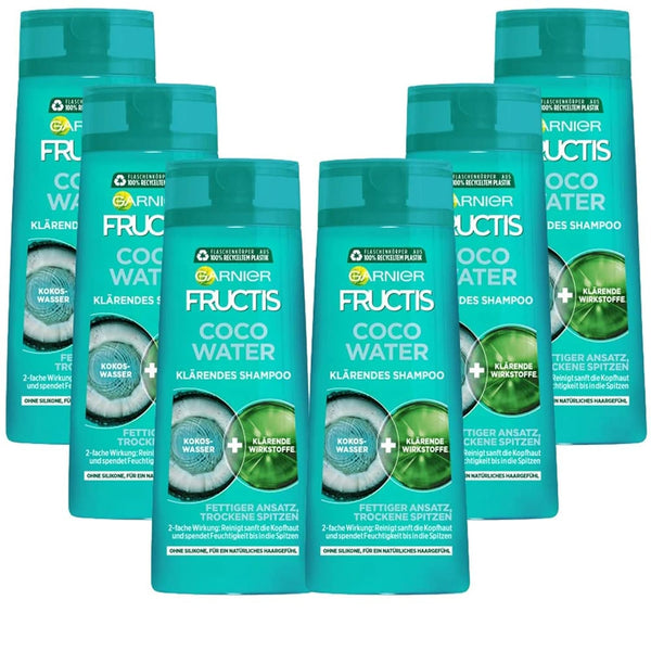 Garnier, sampon impotriva parului uleios, cu apa de cocos Duș și baie Naty Shop 6 x 250 ml