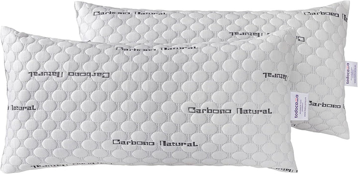 Todocama - Pernă de carbon viscoelastică, 100% viscoelastică, țesătură de carbon elastică, fermitate medie, înaltă (toate dimensiunile disponibile) (pachet 2 X 70 cm) Perne standard Naty Shop Gri 2 unități (pachet de 1)