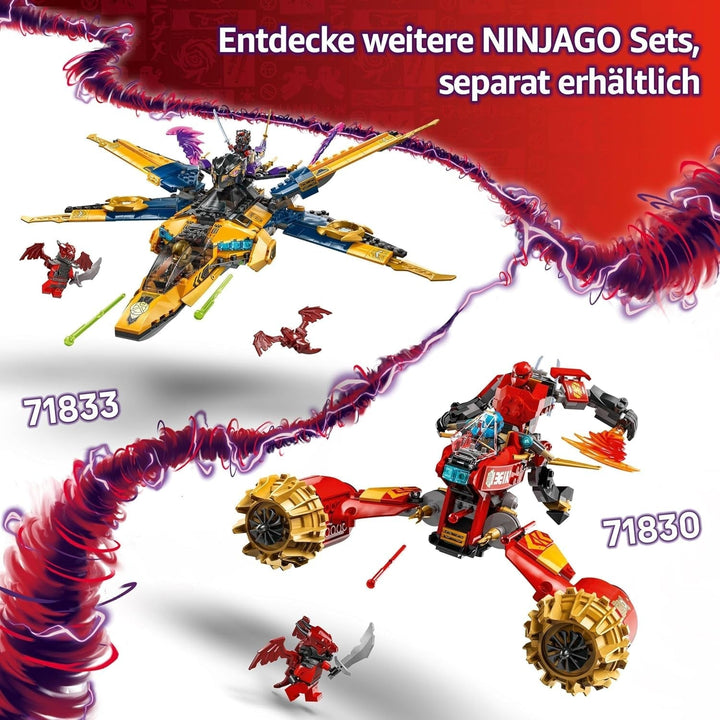 LEGO NINJAGO Super Storm Flyer al lui Ras și Arin - Jucărie cu dronă, tragătoare, lame și motoare - Incl. 3 minifigurine pentru jocuri de rol Ninja - Set de construcție pentru băieți și fete de la 8 ani 71833 Seturi de constructie Besuche den LEGO-Store