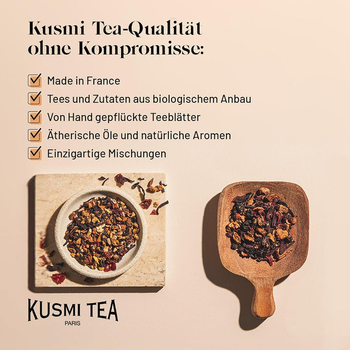 Kusmi Tea - Aquarosa - Ceai de fructe organic cu hibiscus, fructe negre și fructe roșii - Ceai de hibiscus fără cofeină - Cald sau rece - Ceai vrac - Cutie metalică de 100 g - Cantitate pentru aproximativ 50 de cești