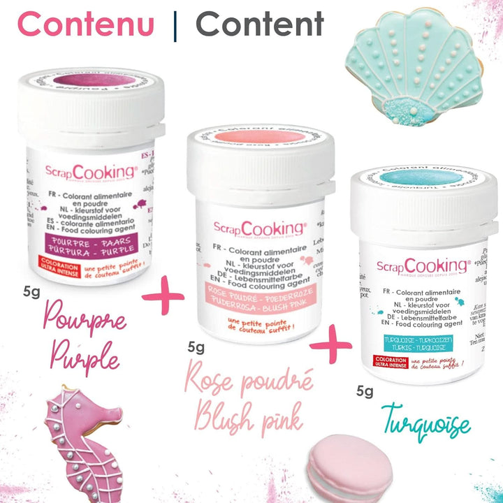 Scrapcooking, set 3 coloranți alimentari pudră Coloranti Alimentari Naty Shop