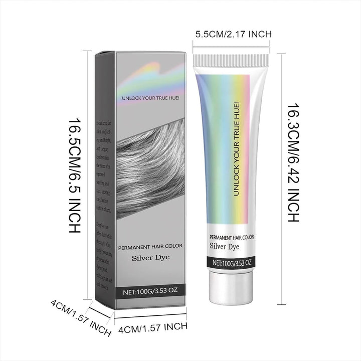 Culoarea părului Argint Argint gri cremă naturală de colorare a părului, cremă temporară de colorare a părului, cremă de colorare a părului gri, vopsea de păr semipermanentă argintie pentru toate tipurile de păr, 2 bucăți Vopsea pentru par Naty Shop