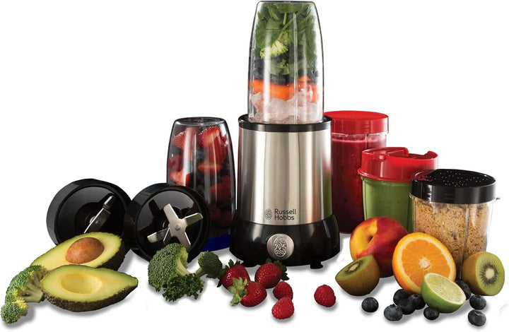 Russell Hobbs Mixer [Multifunktions- Standmixer] Nutriboost (Inkl. 5 Bpa-Freie Und Spülmaschinengeeignete Behälter + Deckel, 22.000 U/Min, 0.9 Ps-Motor) Elektrischer, Smoothie-Maker 23180-56 Bucatarie Naty Shop