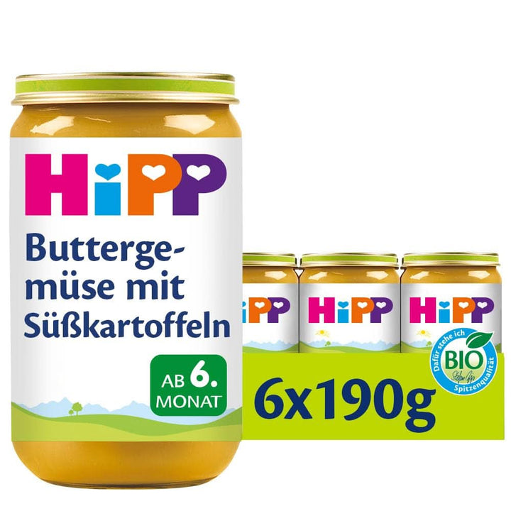 Hipp Organic Vegetables, piure din legume, pachet de 6 x 125 grame sau 6 x 190 grame Mama si Copilul Naty Shop 6 x 190 grame Cartofi dulci