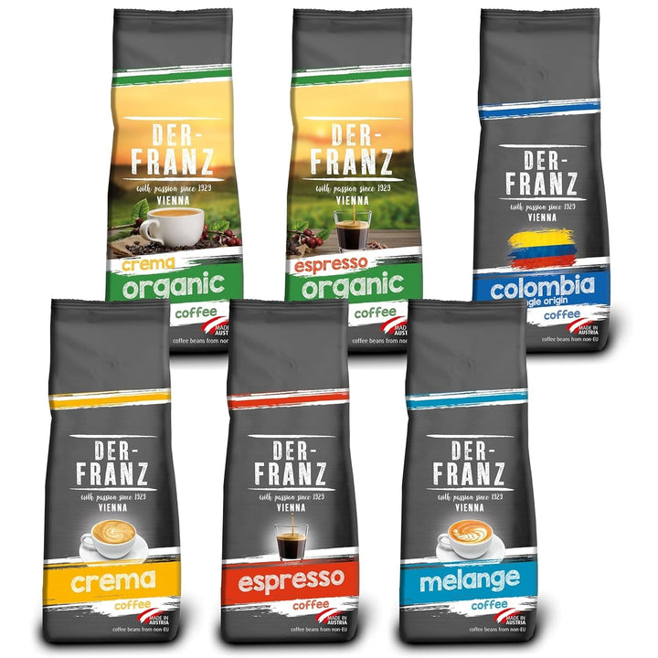 Der-Franz Espresso Organic Coffee, Intensitate 5/5, Arabica și Robusta organice, boabe întregi Cafea Naty Shop 6 x 500 grame Pachet de cafea
