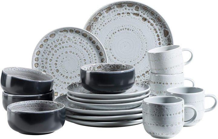 MÄSER 931743 Seria Spicy Market, Set de veselă pictată manual pentru 4 persoane cu design mediteranean vintage Seturi vesela masa Naty Shop Albastru