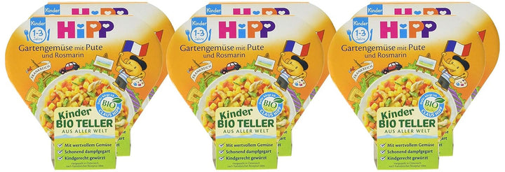 Legume de grădină hipp cu curcan și rozmarin, pachet de 6 (6 x 250 g) Mama si Copilul Naty Shop