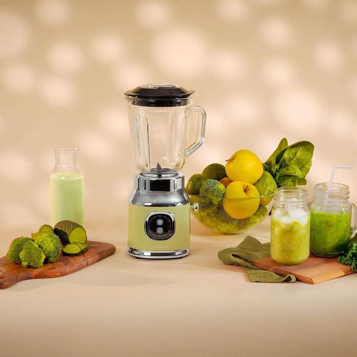 Cecotec Standmixer Retro Retrotwist Green. 800W Maximale Leistung, Pulse-Funktion, 4-Klingen-Messer Mit Schwarzer Titanbeschichtung Und 1L Krug, Vintage-Design in Grün Bucatarie Naty Shop