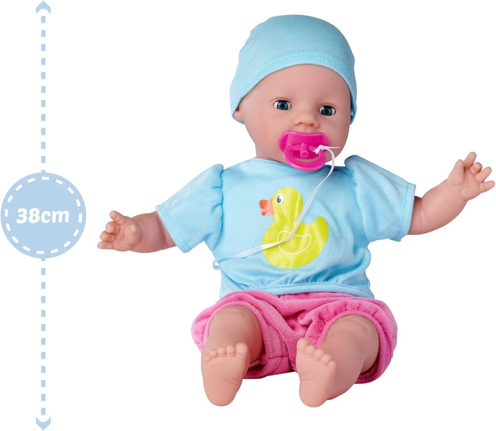 Simba 105010964 - Laura Hungry, păpușă cu corp moale, cu manechin, lingură magică, biberon cu conținut care dispare și farfurie mică, 38cm, păpușă de la 2 ani Papusi Naty Shop