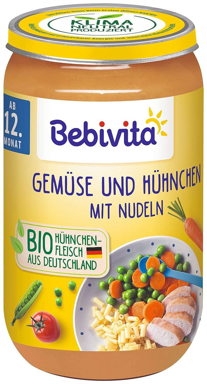 Meniuri din luna a 12-a, pachete de 6 (6 x 250g) Mama si Copilul Naty Shop 6 x 250 grame Legume Si Pui Cu Taitei