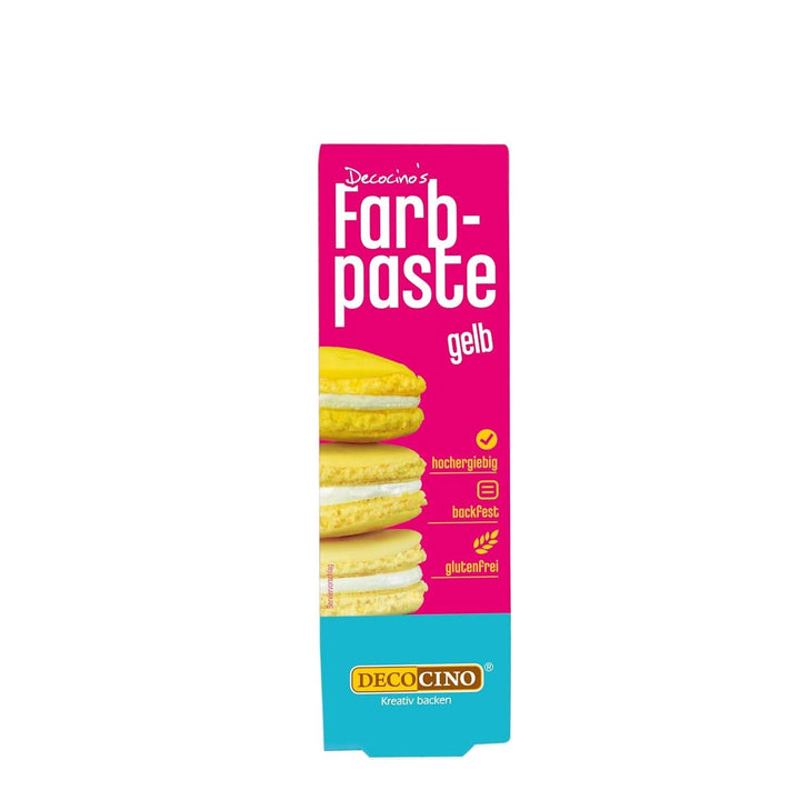 DECOCINO Colour Paste, 20 grame, ideal pentru colorarea prăjiturilor, fondantului și cremelor - fără azot și fără gluten Coloranti Alimentari Naty Shop Galben 20 grame