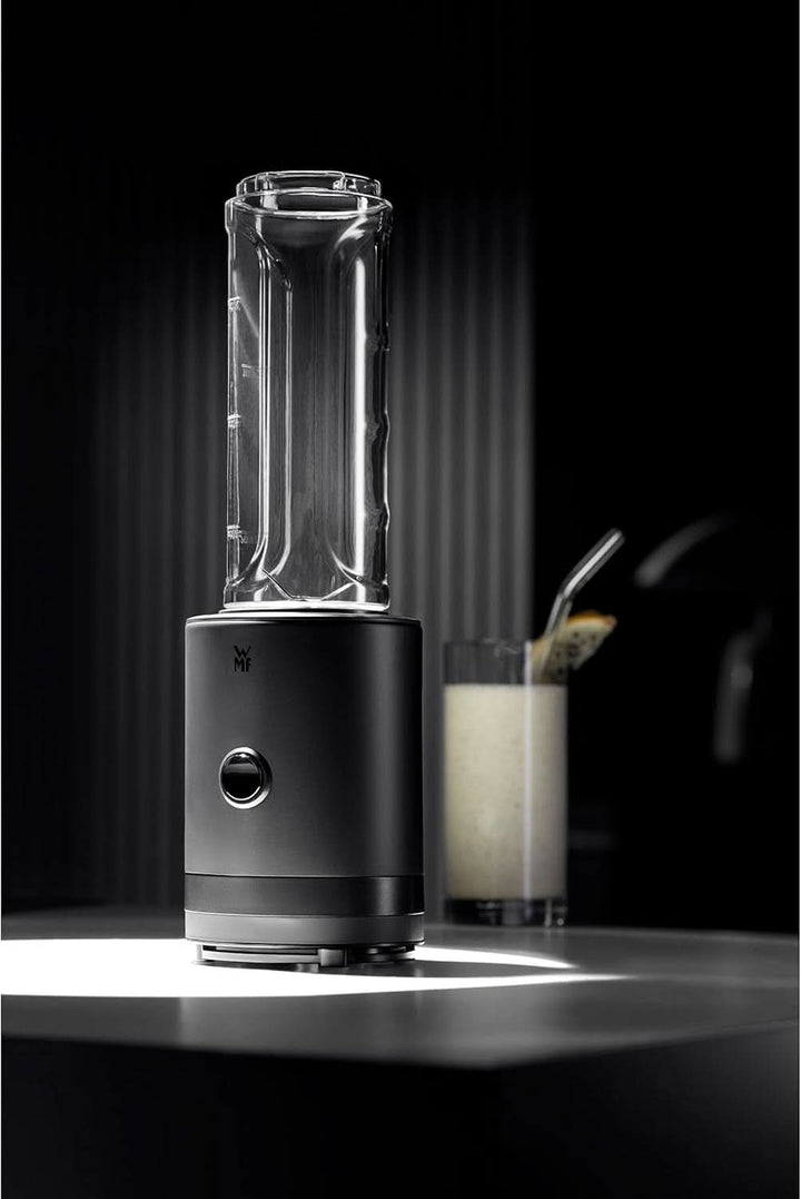 WMF Küchenminis Smoothie-To-Go, Mini Standmixer Mit Zwei Mix-/Trinkbehältern 0,6L, Mixer Hochleistungsmixer 300 W, Edelstahl Matt, Schwarz Bucatarie Naty Shop