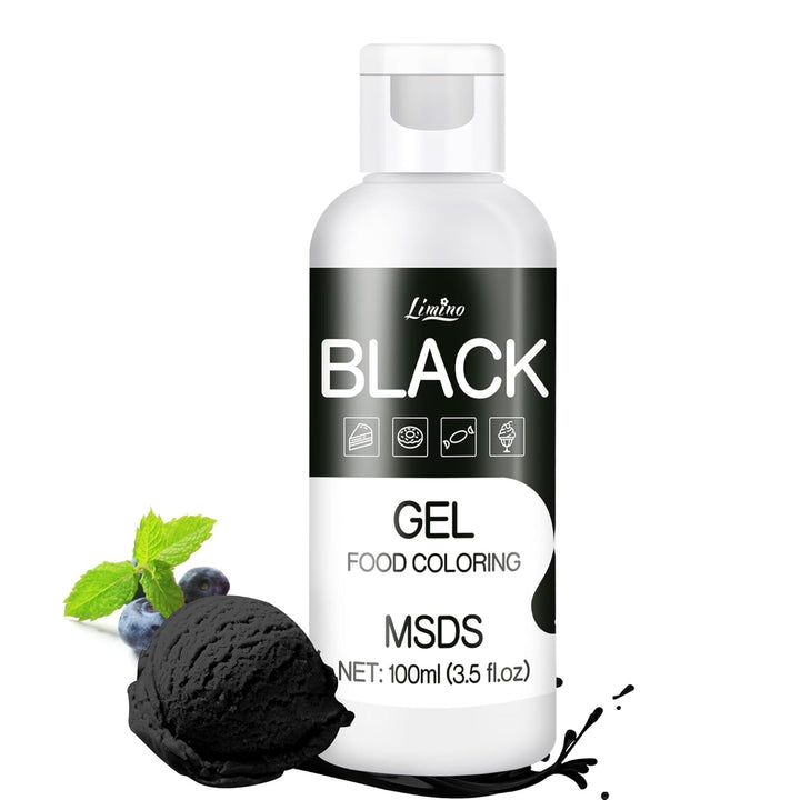 Lebensmittelfarbe Gel - 100Ml Gel Lebensmittel Farben Für Kuchen, Backen, Kekse, Macaron - Zuckerfrei Konzentrierte Farbe Food Coloring Für Tortendeko, Getränken, Osterei, DIY Slime (Weiß) Naty Shop Schwarz