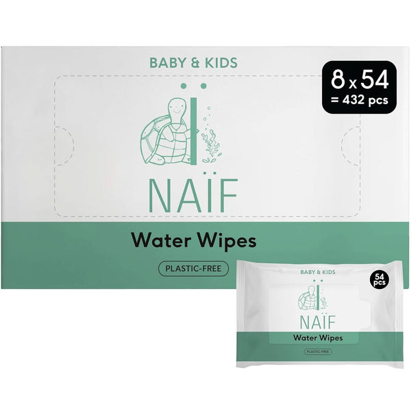 Naïf Plastikfreie Feuchttücher 432 Stück (8Er X 54 Feuchttuch) - Pflege Für Babypo, Körper Und Gesicht - 99% Aus Wasser - 0% Parfüm Und Alkohol - Nachhaltige Feuchttücherbox Eukalyptus Sensitiv Naty Shop 54 Stück (8Er Pack) Water