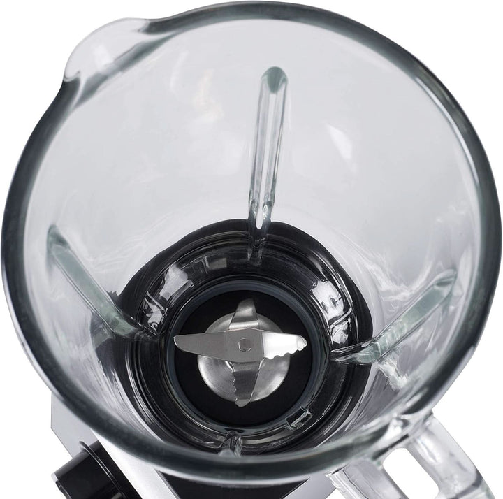 CR 4077 Standmixer Mit 1,5L Glasbehälter, Smoothie Maker, Hochleistungsmixer, Mahlung, Eis-Zerkleinerung, Pulsfunktion, Edelstahlklingen, 2 Geschwindigkeiten, 1000W, Schwarz/Silber Bucatarie Naty Shop