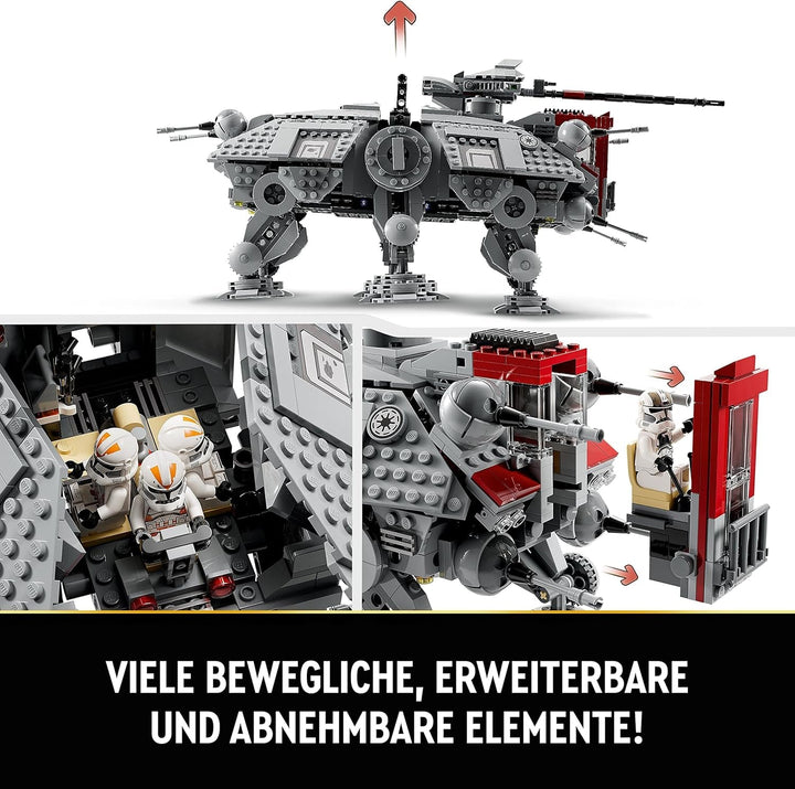 LEGO Star Wars At-Te Walker, model de jucărie mobil, set cu minifigurine, inclusiv 3 Clone Troopers, Droizi de luptă și Dwarf Spider Droid 75337 Seturi de constructie Besuche den LEGO-Store