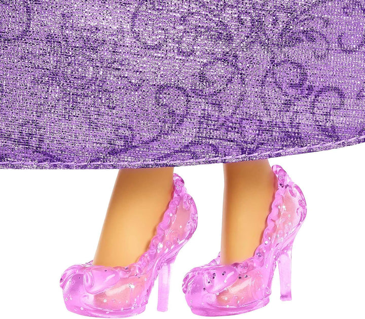 Mattel Disney Princess Rapunzel doll, Păr lung de coafat, Mobil, Pantofi și diademă detașabile, Cadouri Disney, Jucării de la 3 ani, HLW03 Papusi Naty Shop