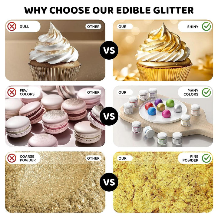 Glitter (sclipici) comestibil, pudra, set 2 culori, diverse nuante, 2 x 4 grame Coloranti Alimentari Naty Shop