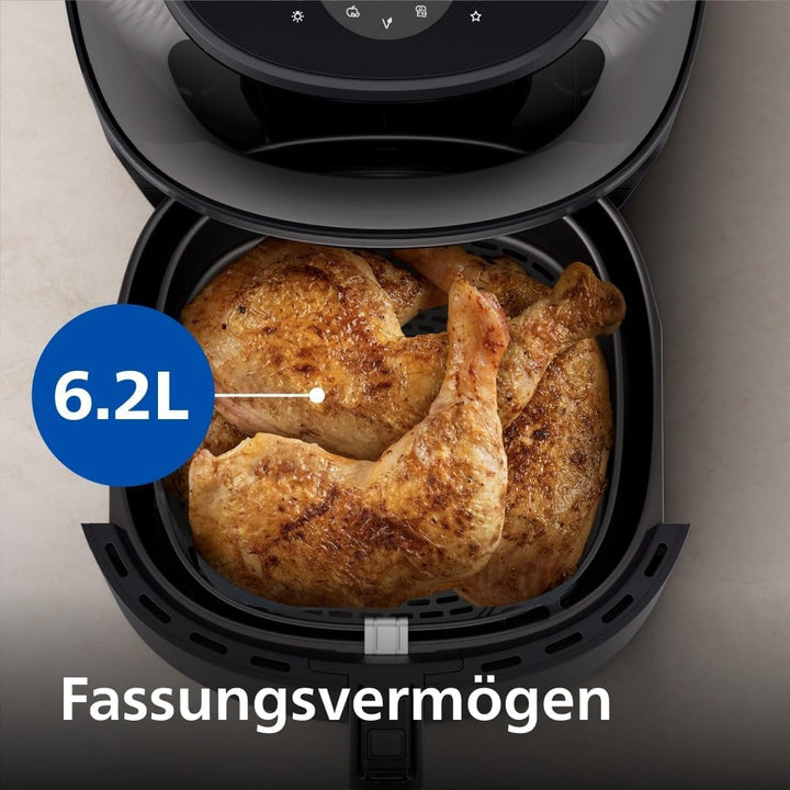 Philips Airfryer 3000 Series 6.2L, Fereastră de gătit, 16 funcții de gătit în 1, Tehnologie Rapidair plus, Eliminarea grăsimilor, Aplicație de rețete Homeid Electrocasnice Naty Shop