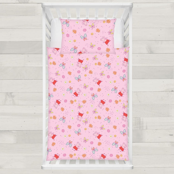 Set de lenjerie de pat pentru copii Peppa Pig, 100 x 135 cm si 40 x 60 cm, bumbac Lenjerie de pat - copii Naty Shop